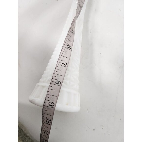 VINTAGE Anchor Hocking Milk Glass Bud Vase Stars And Bar Design Textured White - Picture 9 of 9